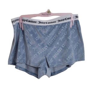 Juicy Couture Velour Lounge Shorts Pjs Blue Gray Sz XL New Logo Band